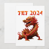 Tet 2024 Jaar van de Draak Vietnamees Nieuwjaar Feestdagenkaart (Voorkant / Achterkant)