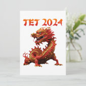 Tet 2024 Jaar van de Draak Vietnamees Nieuwjaar Feestdagenkaart (Staand voorkant)