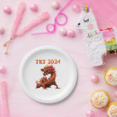 Tet 2024 Jaar van de Draak Vietnamees Nieuwjaar Papieren Bordje (Feest)