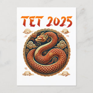 Tet 2025 Jaar van de Slang Vietnamees Nieuwjaar Briefkaart