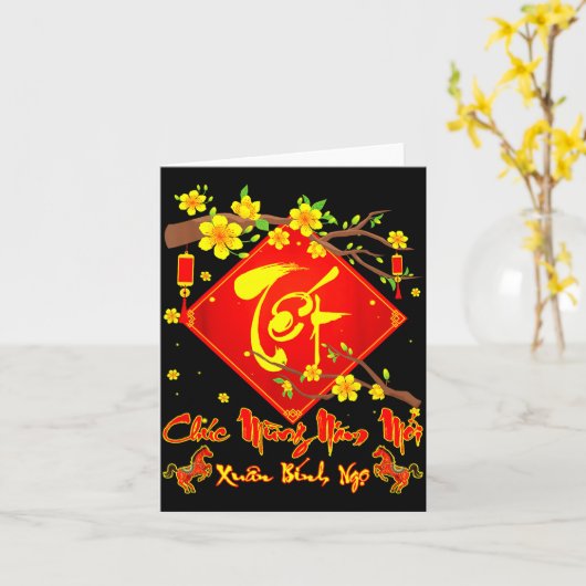 Tet 2026 Chuc Mung Nam Moi Xuan Binh Ngo Vietnames Kaart (Gele Bloem)