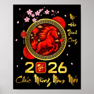 Tet 2026 Vietnamees Nieuwjaar Paard Maan Chinese N Poster