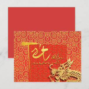 Tet komt lente Vietnamese draak Nieuwjaar 2024 H Briefkaart