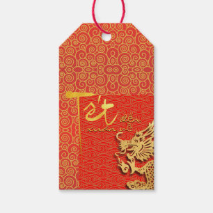 Tet komt lente Vietnamese draak Nieuwjaar citaat Cadeaulabel