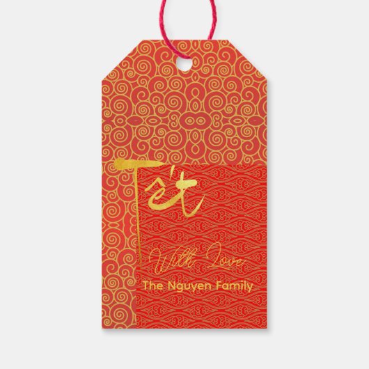 Tet komt lente Vietnamese draak Nieuwjaar citaat Cadeaulabel (Achterkant)