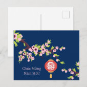 Tet Nieuwjaar Dragon Hoa Dao Blossoms Briefkaart (Voorkant / Achterkant)