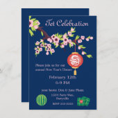 Tet Nieuwjaar Dragon Hoa Dao Blossoms Kaart (Voorkant / Achterkant)