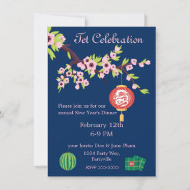 Tet Nieuwjaar Dragon Hoa Dao Blossoms Kaart
