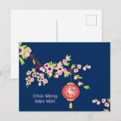 Tet Nieuwjaar OX Hoa Dao Blossoms Briefkaart (Voorkant / Achterkant)