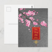 Tet Nieuwjaar Pink Hoa Dao Blossoms Briefkaart (Voorkant / Achterkant)