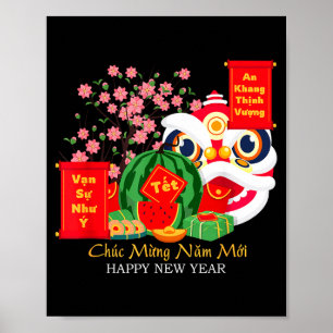 Tet Vietnamese Nieuwjaarskalender 2025 Gelukkig  Poster