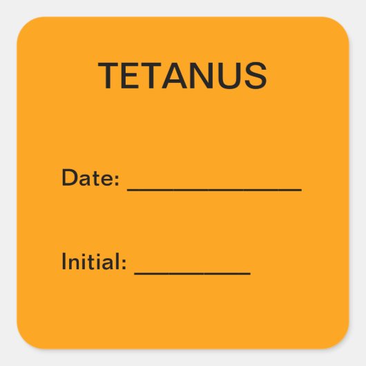 Tetanus Shot Chart Label (Voorkant)