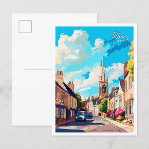 Tetbury England Art vintage reisillustratie Briefkaart
