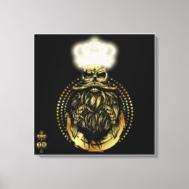 Tête de mort hipster king skull roi barbu 3 canvas afdruk