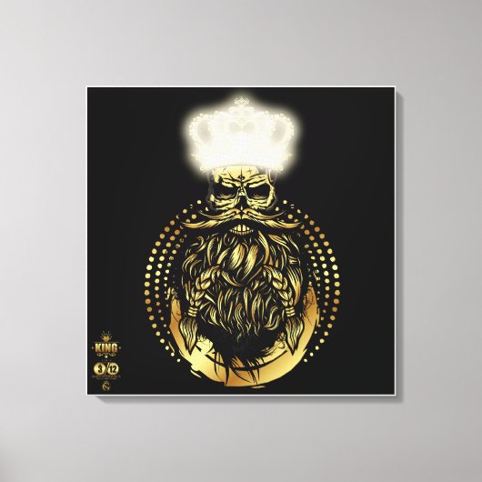 Tête de mort hipster king skull roi barbu 3 canvas afdruk (Voorkant)