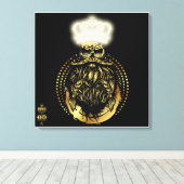 Tête de mort hipster king skull roi barbu 3 canvas afdruk (Insitu (Houten vloer))