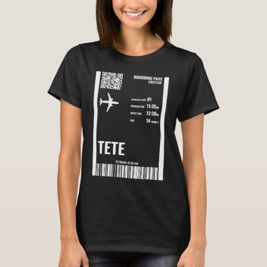 Tete Mozambique Boarding Pass Airline Ticket Trave T-shirt (Voorkant)