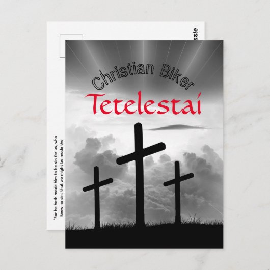 Tetelestai Christelijke Biker's Scripture Verse Briefkaart (Voorkant / Achterkant)