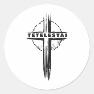 Tetelestai – Pasen Kruis Jezus Christus Geloof Ronde Sticker