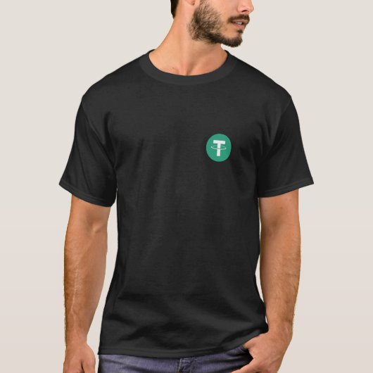 Tether Crypto Asset Pocket Design T-shirt (Voorkant)