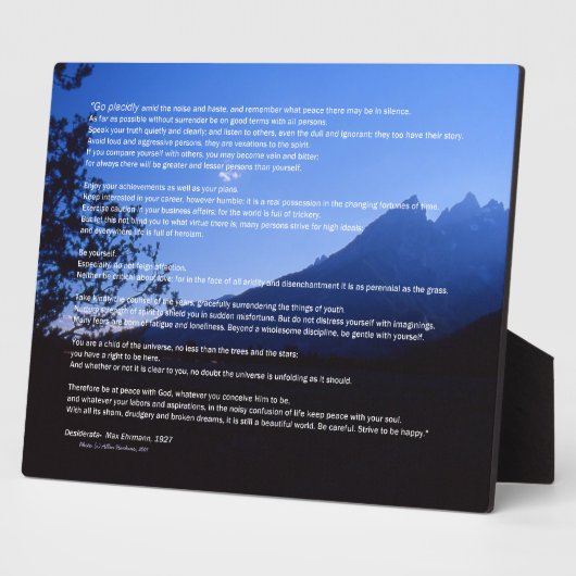 Teton Mountains Desiderata Plaque Fotoplaat (Zijkant)