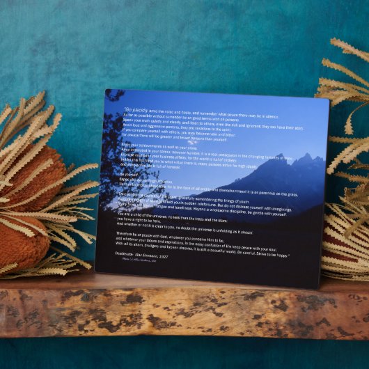 Teton Mountains Desiderata Plaque Fotoplaat (Zijkant)