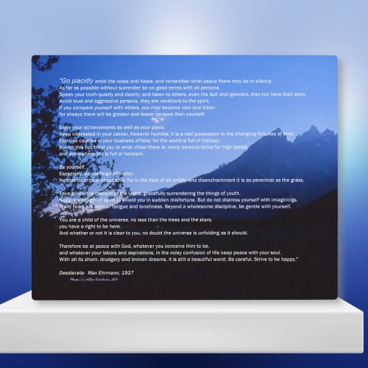 Teton Mountains Desiderata Plaque Fotoplaat