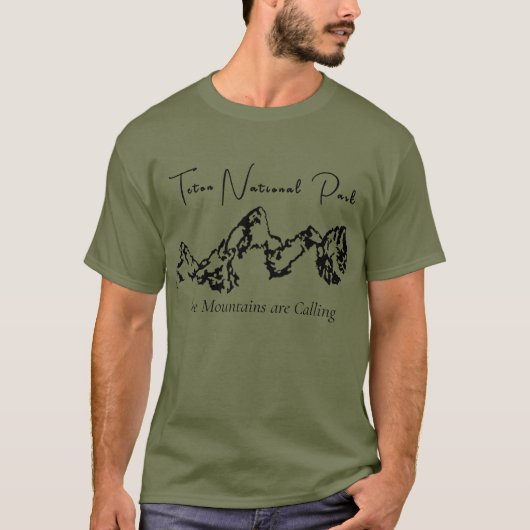Teton National Park Donker Minimaal T-shirt (Voorkant)