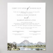 TETON National Park huwelijksakte Keepsake Poster (Voorkant)