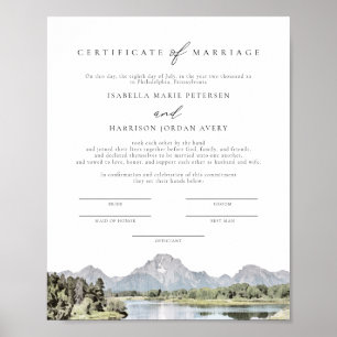 TETON National Park huwelijksakte Keepsake Poster