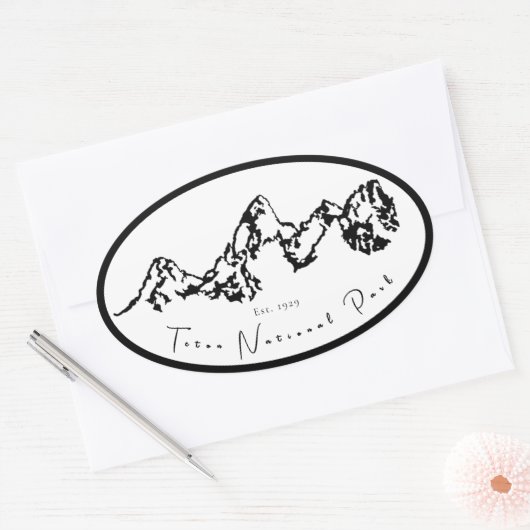 Teton National Park Oval Sticker (Envelop)