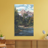 Teton National Park, WY - Twin Peaks Uitzicht Canvas Afdruk (Insitu (Woonkamer))