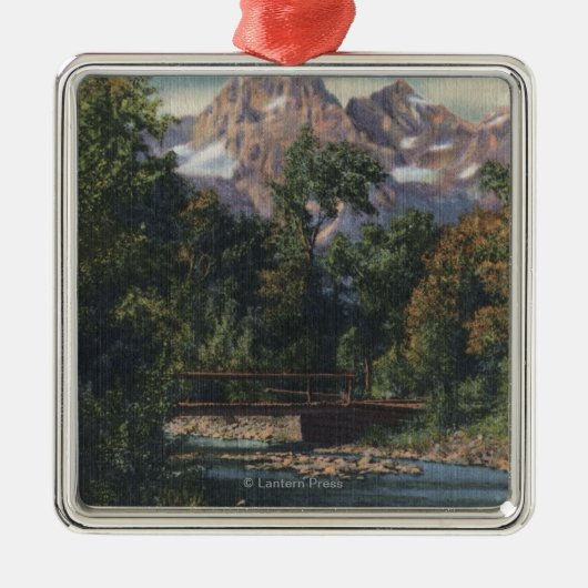 Teton National Park, WY - Twin Peaks Uitzicht Metalen Ornament (Voorkant)