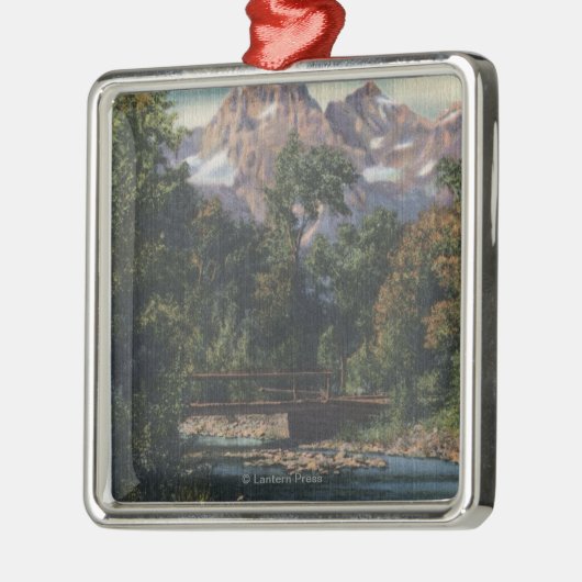 Teton National Park, WY - Twin Peaks Uitzicht Metalen Ornament (Links)