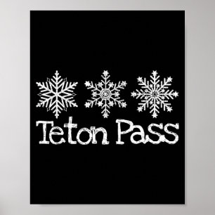 Teton pas wyoming skiër ski skien sneeuwvlokken poster