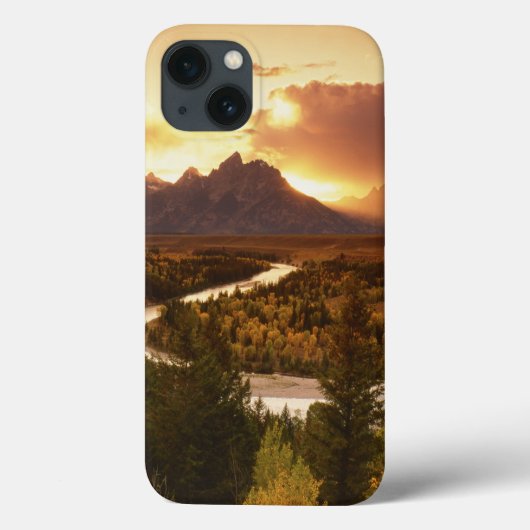 Teton Range bij zonsondergang, vanaf Snake Case-Mate iPhone Case (Achterkant)