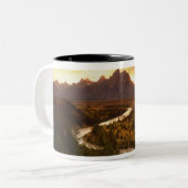 Teton Range bij zonsondergang, vanaf Snake Tweekleurige Koffiemok (Voorkant links)