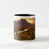 Teton Range bij zonsondergang, vanaf Snake Tweekleurige Koffiemok (Center)
