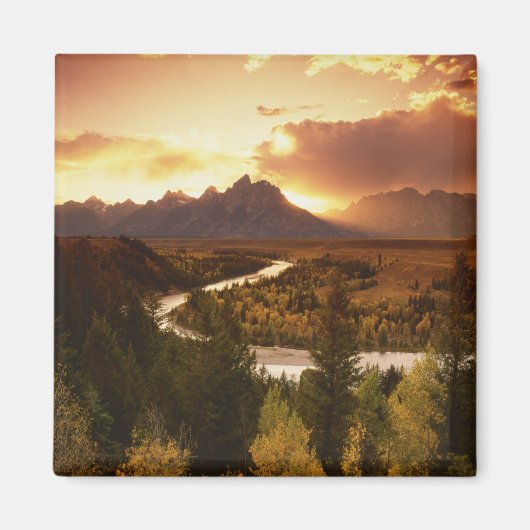 Teton Range bij zonsondergang, vanuit Snake River Magneet (Voorkant)