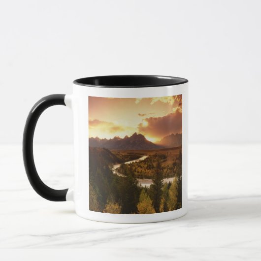 Teton Range bij zonsondergang, vanuit Snake River Mok (Links)
