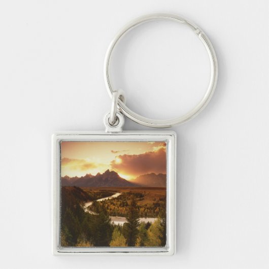Teton Range bij zonsondergang, vanuit Snake River Sleutelhanger (Voorkant)