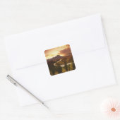 Teton Range bij zonsondergang, vanuit Snake River Vierkante Sticker (Envelop)