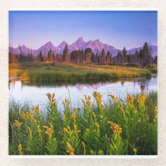 Teton Sunrise Glazen Onderzetter (Voorkant)