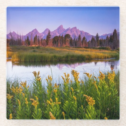 Teton Sunrise Glazen Onderzetter (Voorkant)
