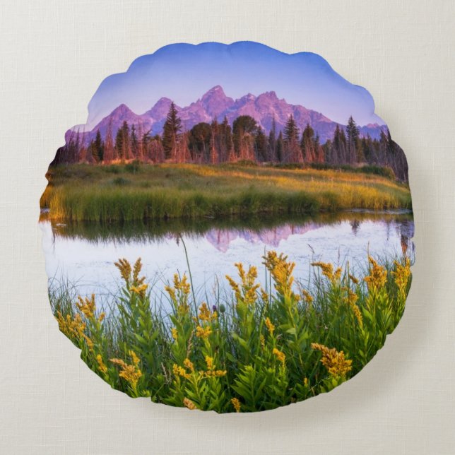 Teton Sunrise Rond Kussen (Voorkant)