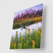 Teton Sunrise Vierkante Klok (Hoek)