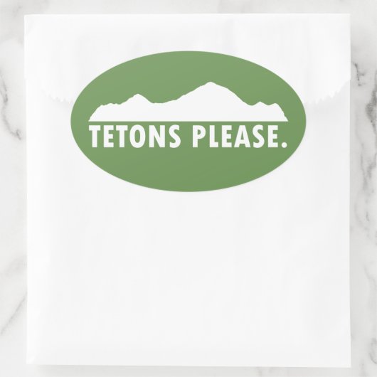 Tetons alstublieft ovale sticker (Tas)
