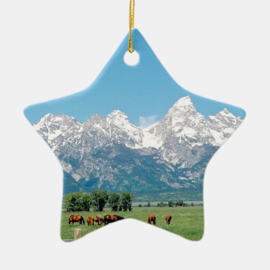 Tetons en paarden keramisch ornament (Voorkant)