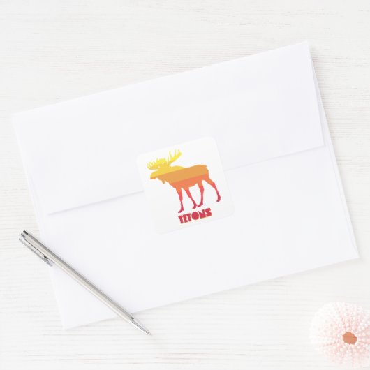 Tetons Moose Vierkante Sticker (Envelop)