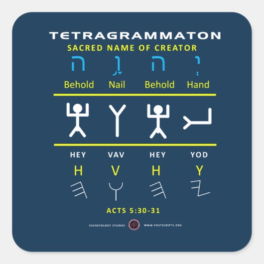 Tetragrammaton YHVH Vierkante Sticker (Voorkant)
